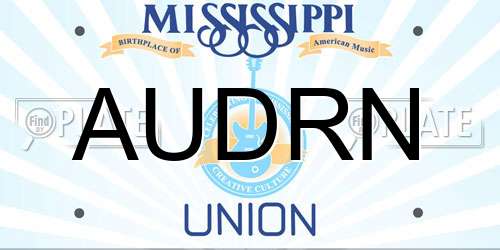 AUDRN Mississippi License Plate
