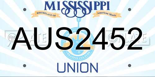 AUS2452 Mississippi License Plate