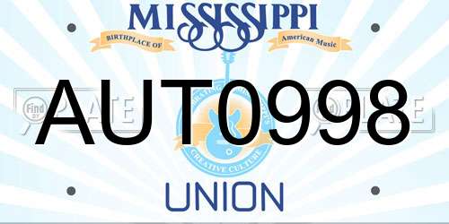 AUT0998 Mississippi License Plate