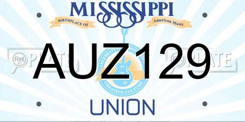 AUZ129 Mississippi License Plate