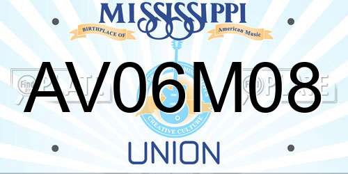 AV06M08 Mississippi License Plate