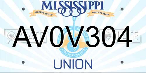 AV0V304 Mississippi License Plate