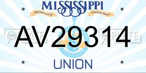 AV29314 Mississippi License Plate