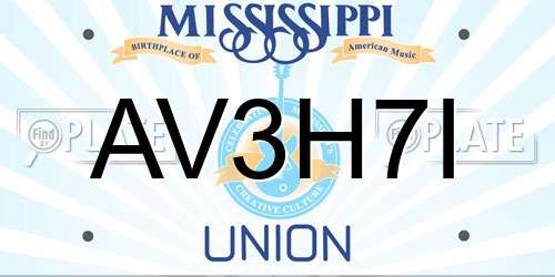 AV3H7I Mississippi License Plate