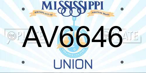 AV6646 Mississippi License Plate