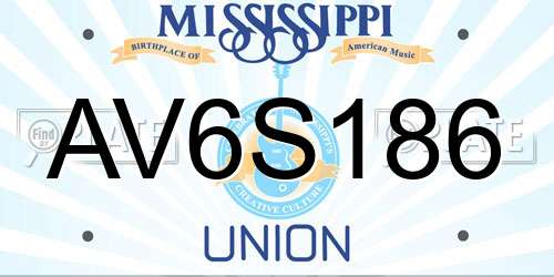 AV6S186 Mississippi License Plate