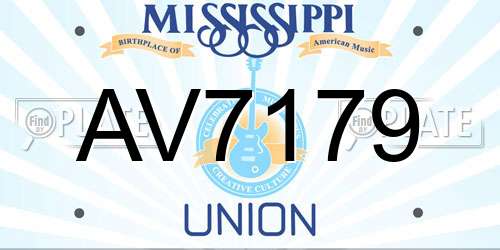 AV7179 Mississippi License Plate