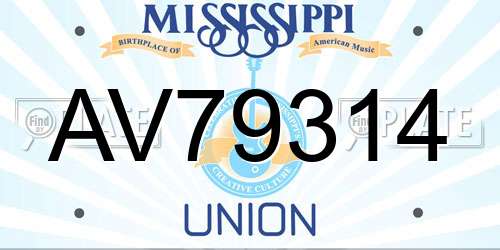 AV79314 Mississippi License Plate