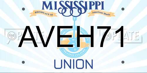 AVEH71 Mississippi License Plate
