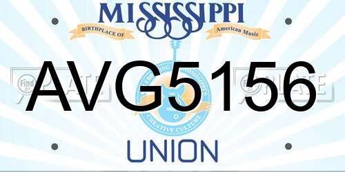 AVG5156 Mississippi License Plate