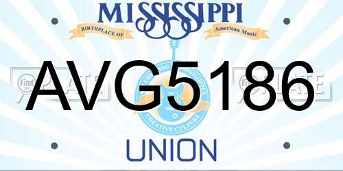 AVG5186 Mississippi License Plate