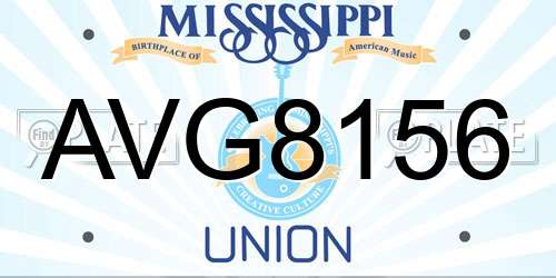 AVG8156 Mississippi License Plate