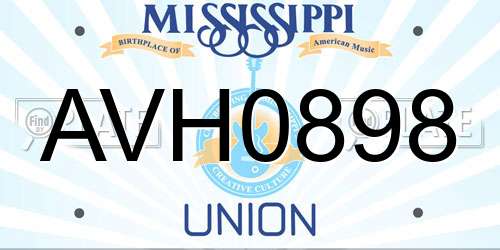 AVH0898 Mississippi License Plate