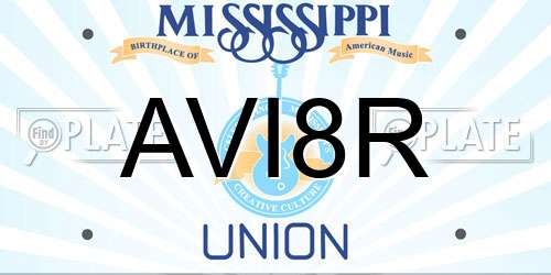 AVI8R Mississippi License Plate