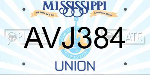AVJ384 Mississippi License Plate