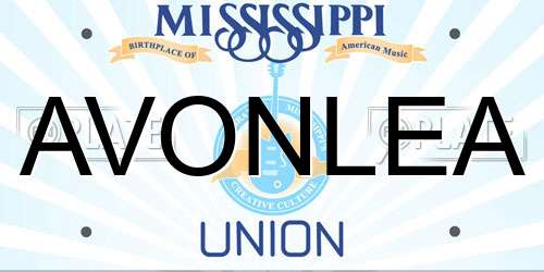 AVONLEA Mississippi License Plate