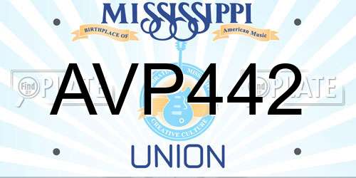 AVP442 Mississippi License Plate
