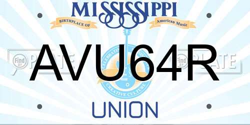 AVU64R Mississippi License Plate