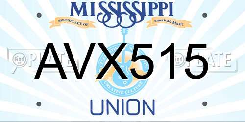 AVX515 Mississippi License Plate