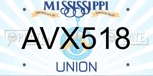 AVX518 Mississippi License Plate