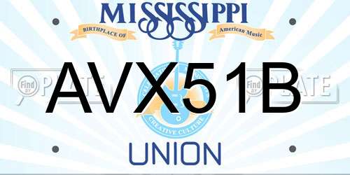 AVX51B Mississippi License Plate