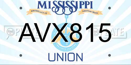 AVX815 Mississippi License Plate