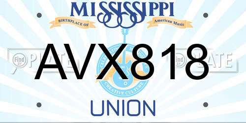 AVX818 Mississippi License Plate