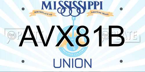 AVX81B Mississippi License Plate