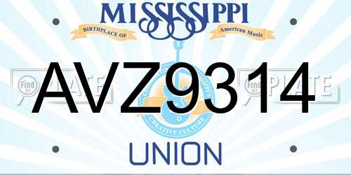 AVZ9314 Mississippi License Plate