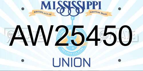 AW25450 Mississippi License Plate