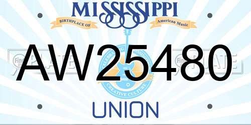 AW25480 Mississippi License Plate