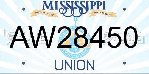 AW28450 Mississippi License Plate