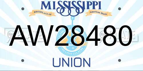 AW28480 Mississippi License Plate