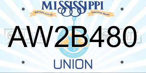 AW2B480 Mississippi License Plate
