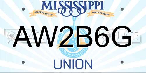 AW2B6G Mississippi License Plate