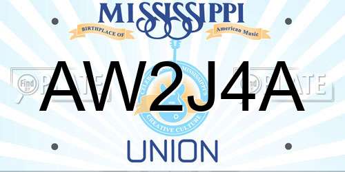 AW2J4A Mississippi License Plate