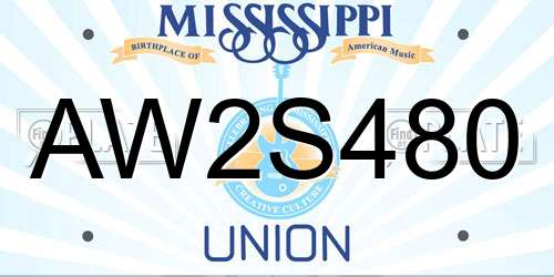 AW2S480 Mississippi License Plate