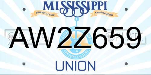 AW2Z659 Mississippi License Plate