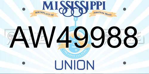AW49988 Mississippi License Plate