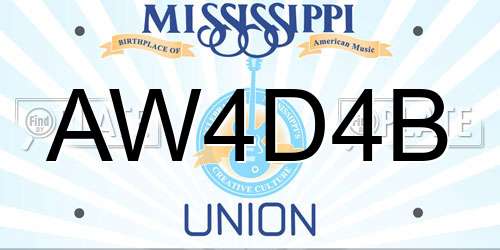 AW4D4B Mississippi License Plate