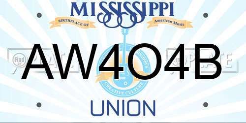 AW4O4B Mississippi License Plate