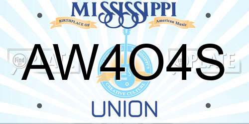 AW4O4S Mississippi License Plate