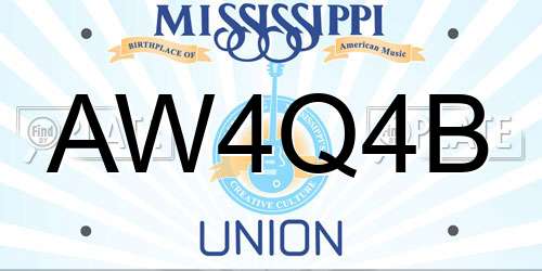 AW4Q4B Mississippi License Plate