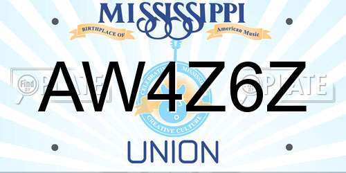 AW4Z6Z Mississippi License Plate
