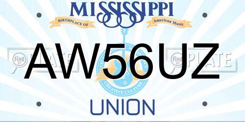 AW56UZ Mississippi License Plate