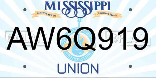 AW6Q919 Mississippi License Plate