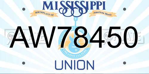 AW78450 Mississippi License Plate