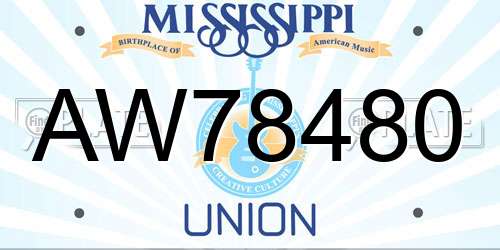 AW78480 Mississippi License Plate