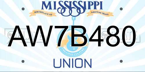 AW7B480 Mississippi License Plate