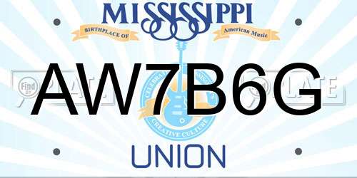 AW7B6G Mississippi License Plate